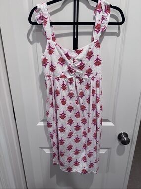J. Crew White Dress with Pink and Orange Floral Print